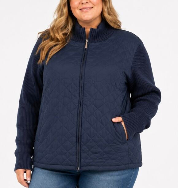croft & barrow Jackets & Blazers - NWT Croft & Barrow Quilted Sweater Jacket Navy Blue Plus Size 3X